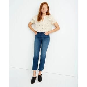 Madewell Cali Demi Boot Raw Hem High Rise Jeans Cotton Blend Stretch Size 26P